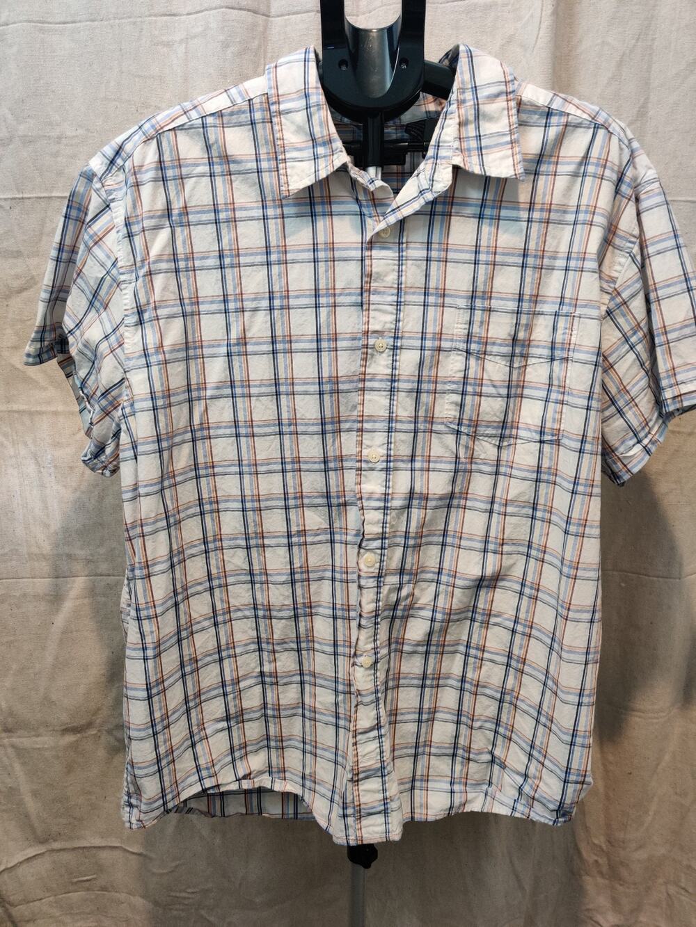 Vintage Route 66 Shirt Men's Size XL Plaid Button Up Short Sleeve 100% Cotton
